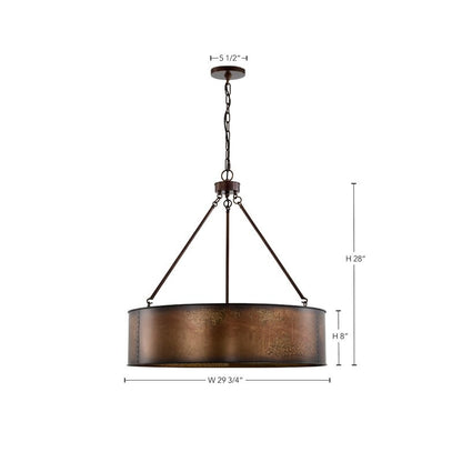 Ezra Vintage Bronze Industrial Pendant Light with Drum Shade