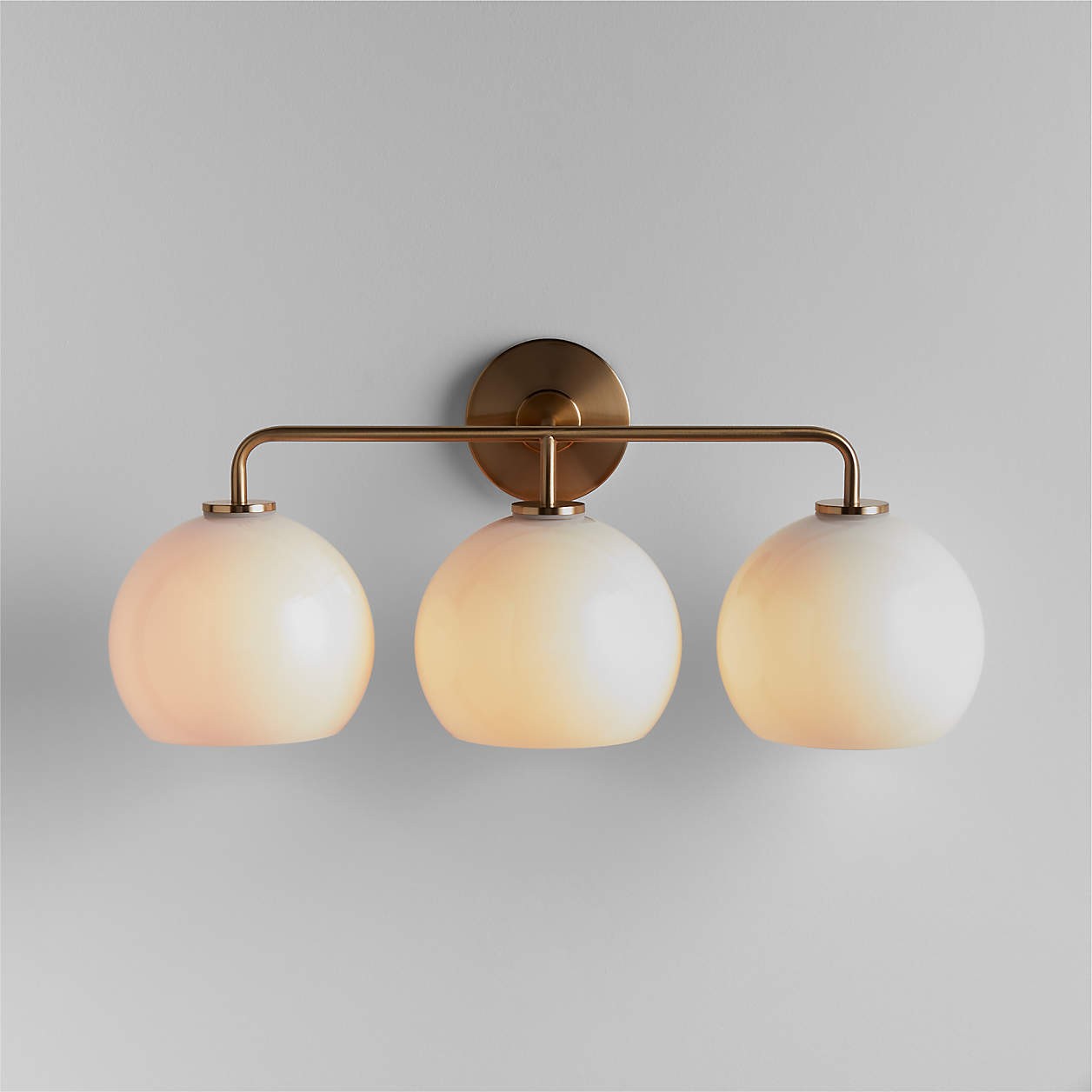 Konig Minimalist 3-Light Round Shade Brass Glass Wall Light