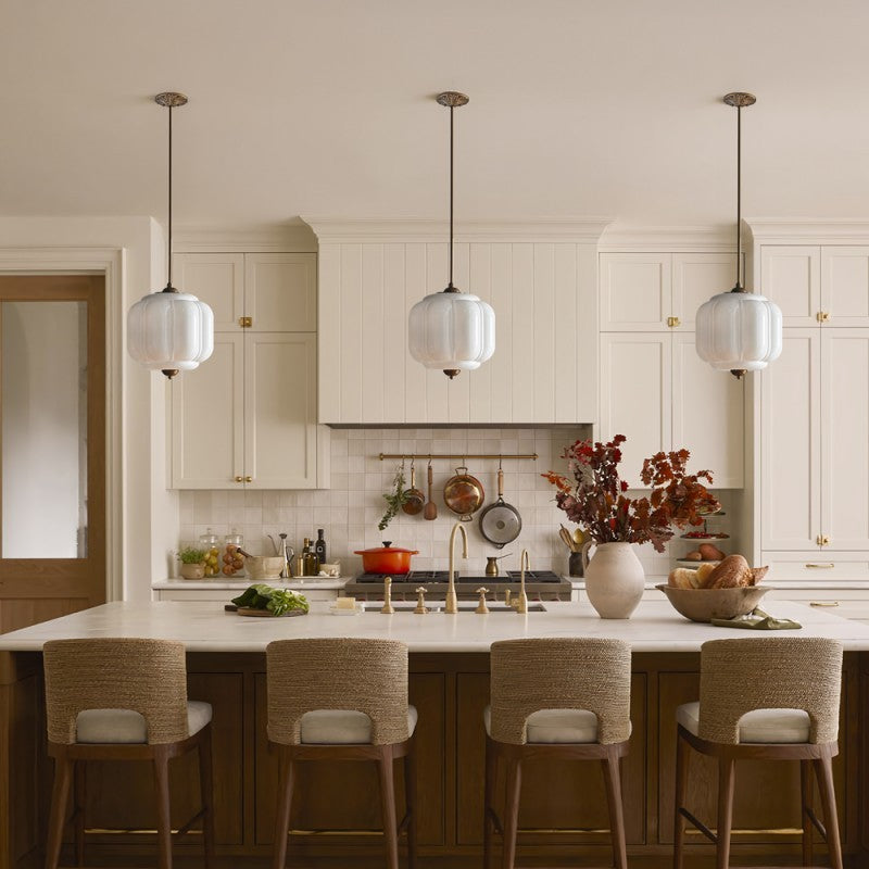 Cyrilith Vintage Milk Glass Oiled Brass Eloise Pendant light