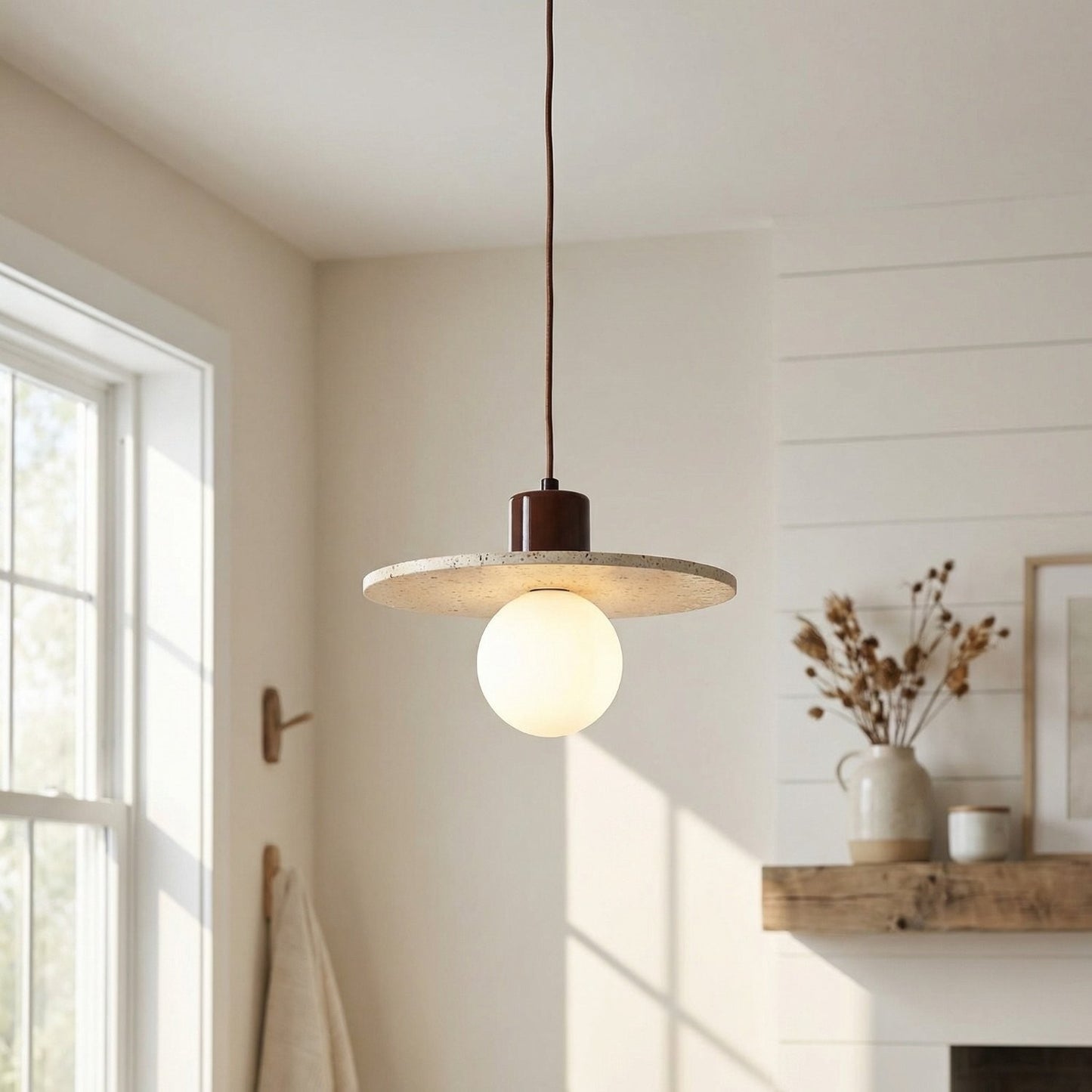 Bowen Wabi-Sabi Mini Travertine Pendant Light