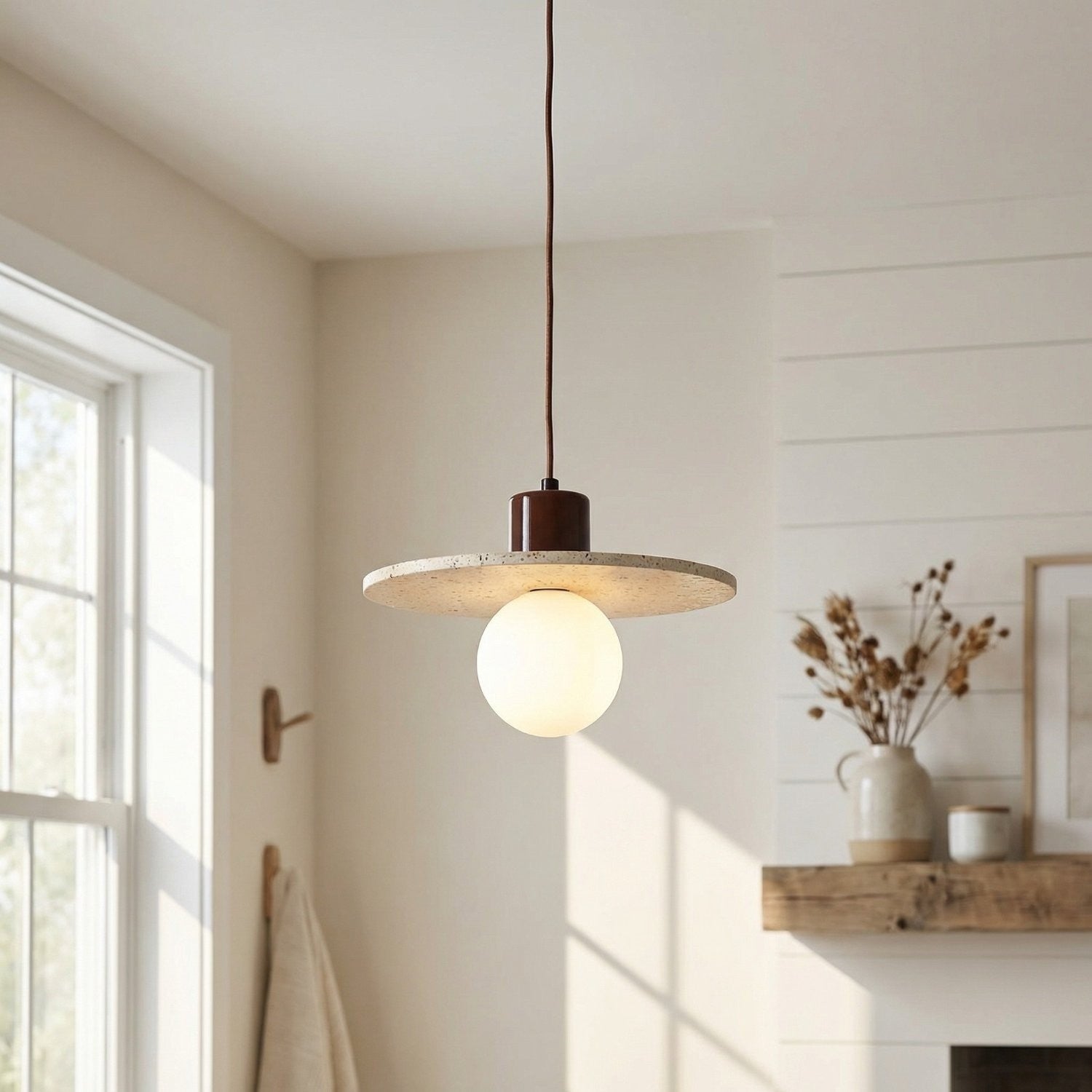 Bowen Wabi-Sabi Mini Travertine Pendant Light