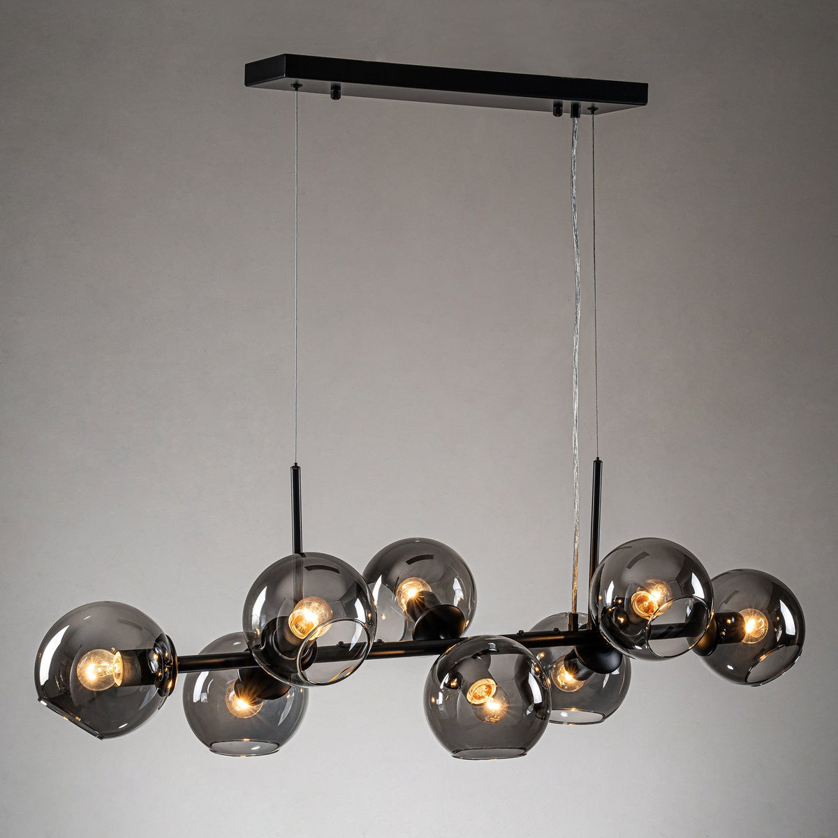 Malley Modern 8-Light Black Globe Glass Chandelier