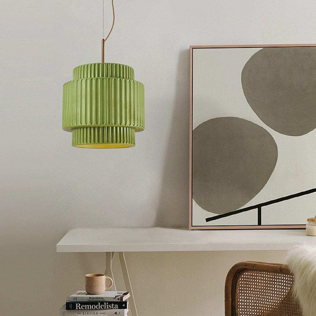 Brisby Striped Frosted Fluted Ceramic Pendant Light