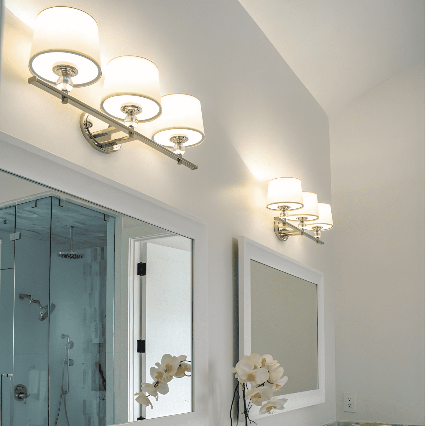 Remi Rustic 3-Light White Fabric Sconce