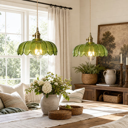 Jacinta Green Scalloped Pendant Light