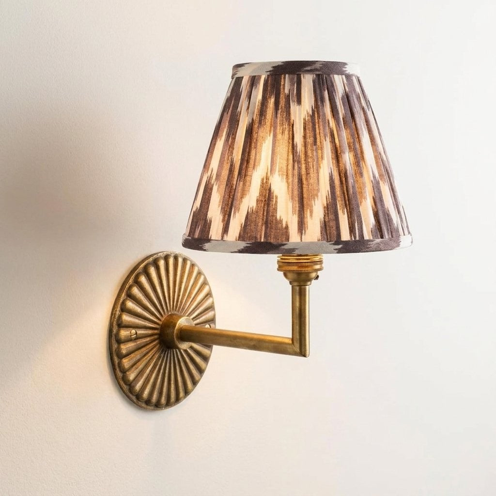 Dimitri Vintage Brass Pleated Fabric Wall Sconce