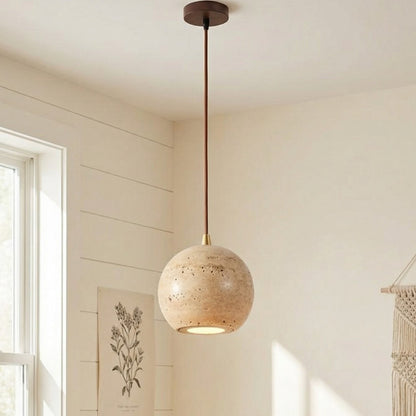 Bowen Wabi-Sabi Mini Travertine Pendant Light