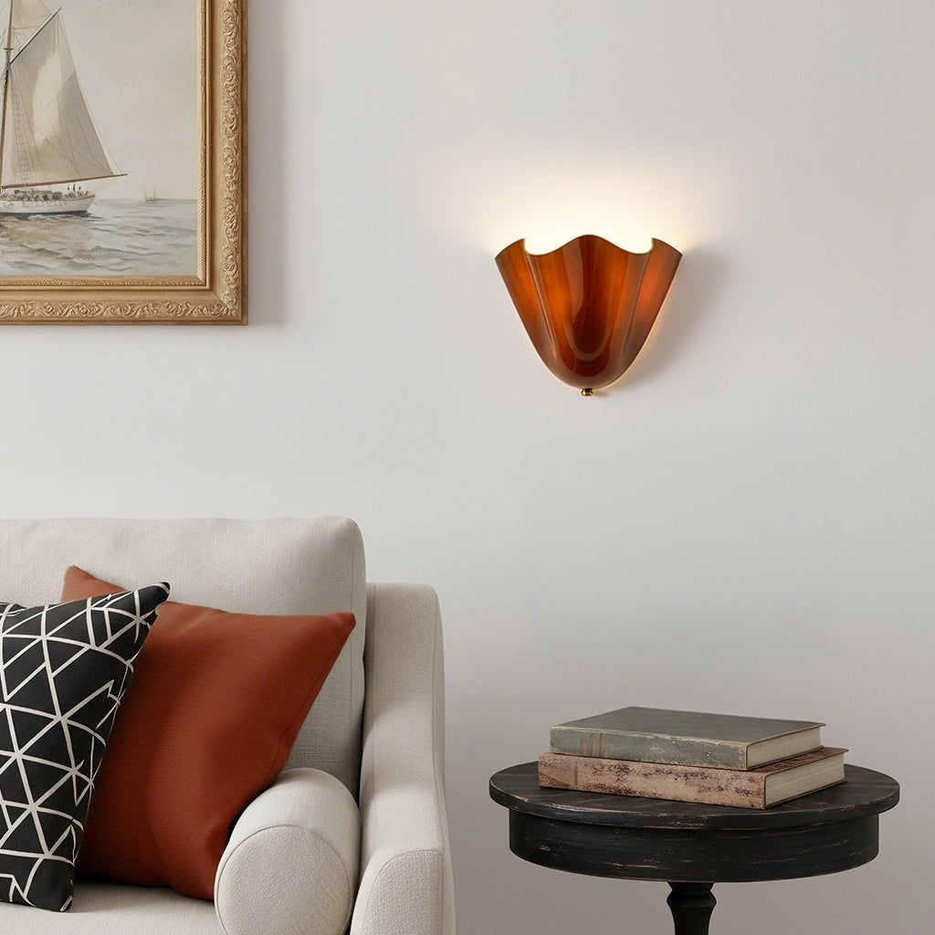 Kyrintha Mid-Century Skirt Shell Glass Fazzo Petalia Wall Sconce