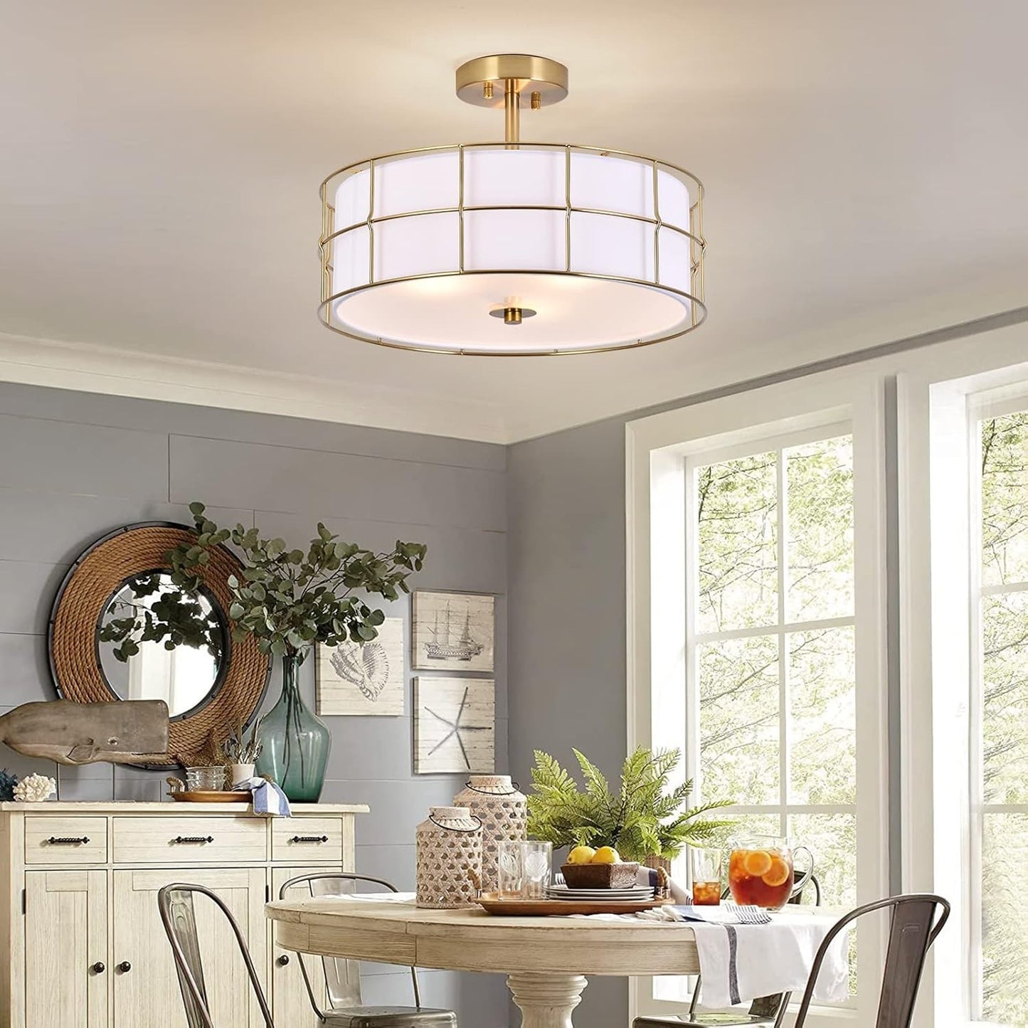 Merrik Metal Mesh Drum Ceiling Light
