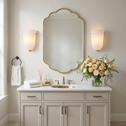 Zephyrine Decorative Antique Brass Flower Milky White Glass Wall Sconce