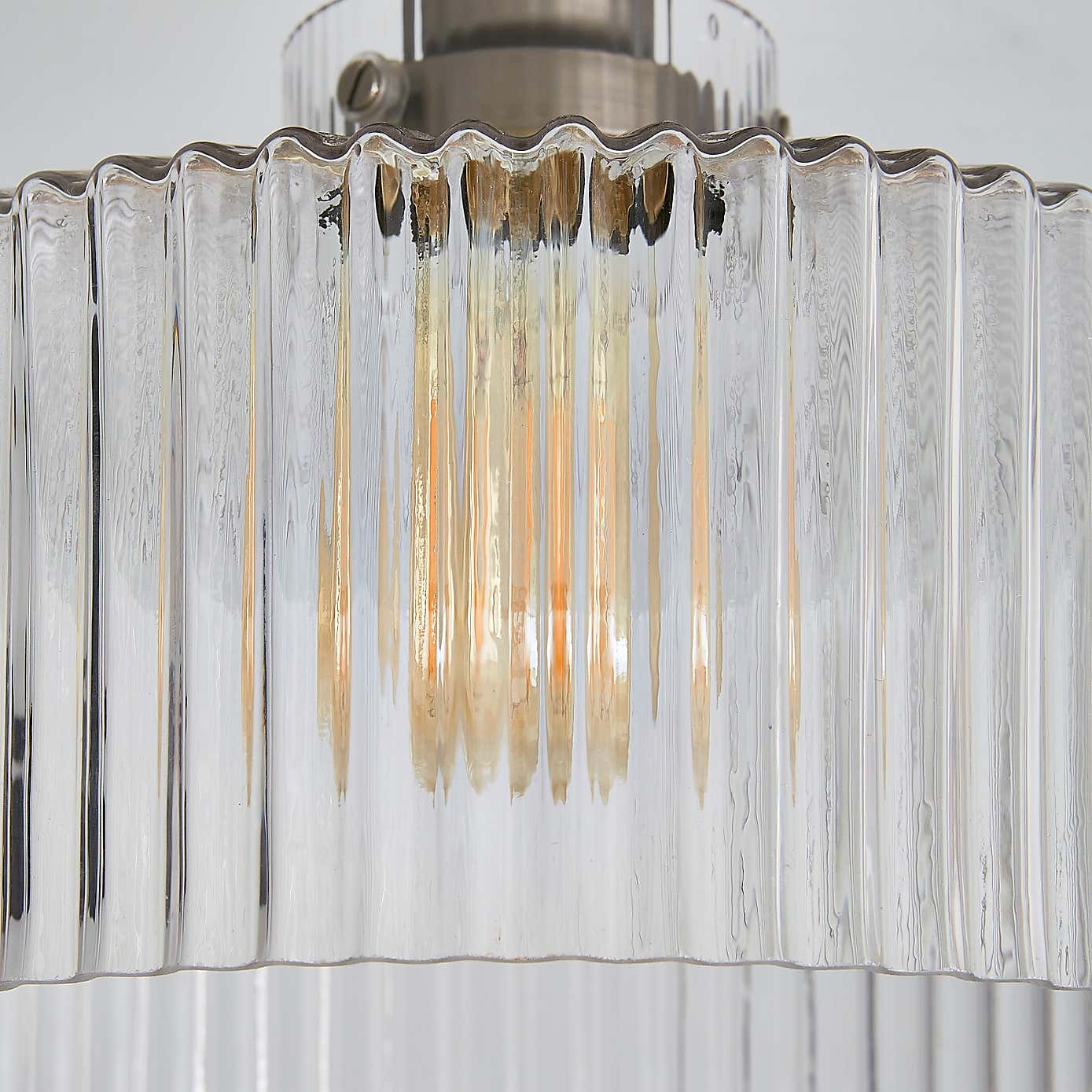 Bramwell Industrial Ribbed Glass Flush Mount Ceiling Light