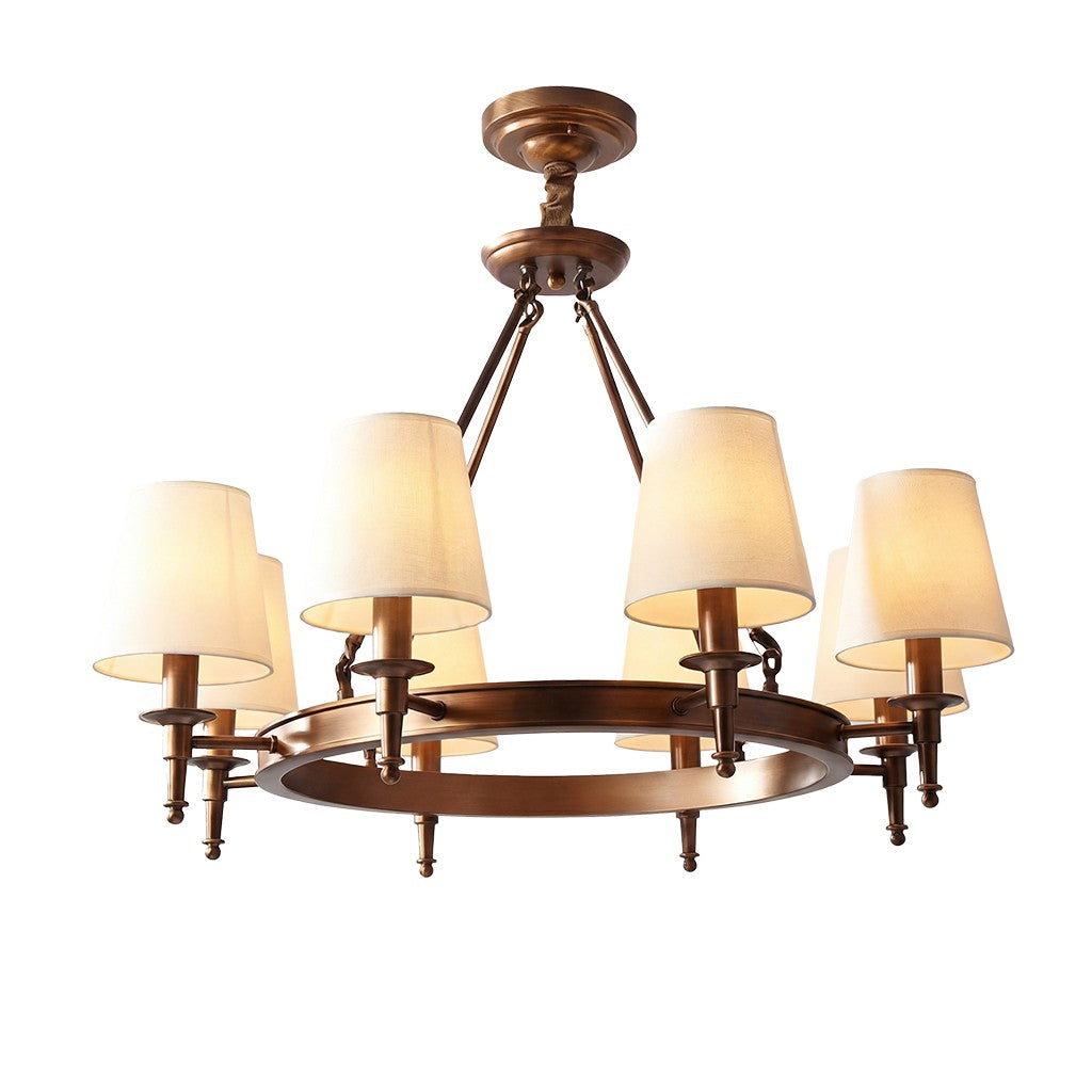 Yasmin Antique Brass Wagon Wheel Chandelier