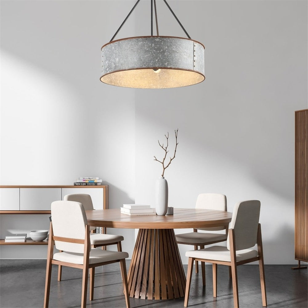 Bradley Industrial Distressed Metal Drum Shade Chandelier