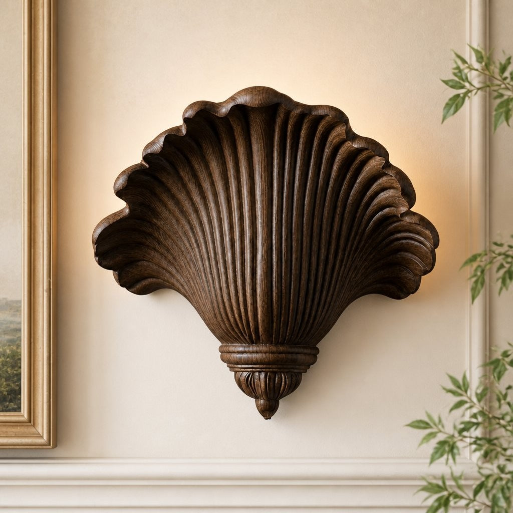 Brinley French Mid-century Resin Scallop Wall Sconce