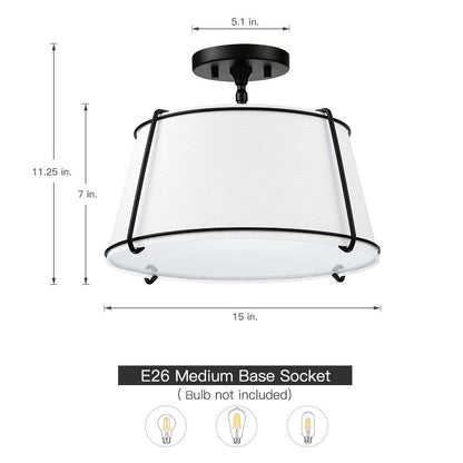 Hesperia Fabric Drum Shade Semi Flush Mount