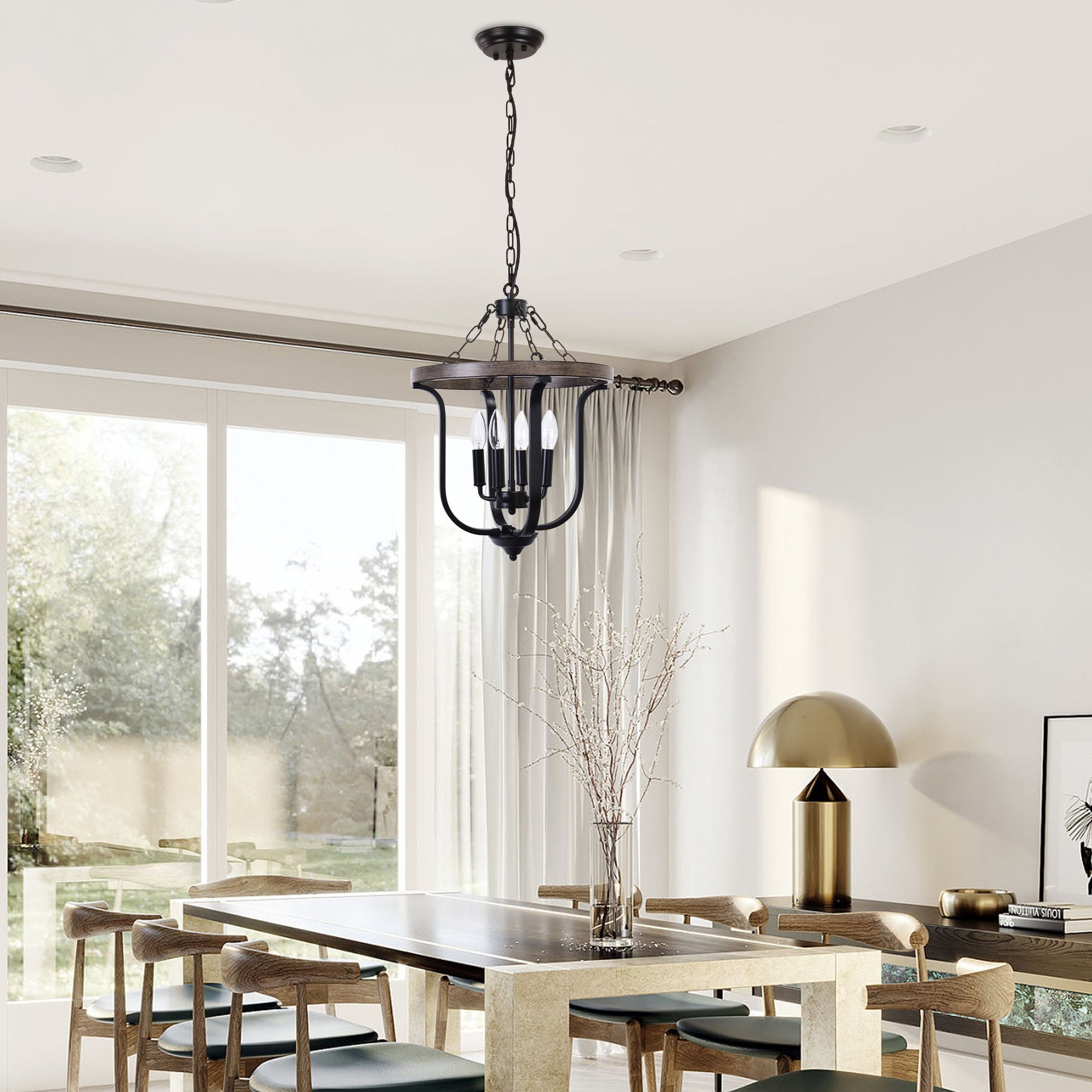 Richardson Industrial Black Wrought Iron Cage Pendant Light