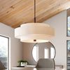 Harlow Linen Blend 5 Light Metal Double Tier Drum Pendant Light
