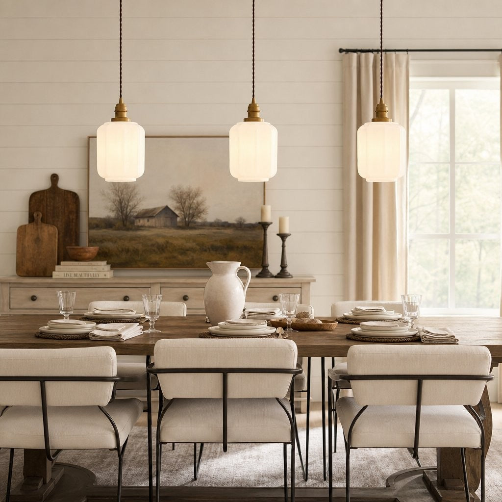 Balthazar Japanese Lantern White Glass Pendant Light