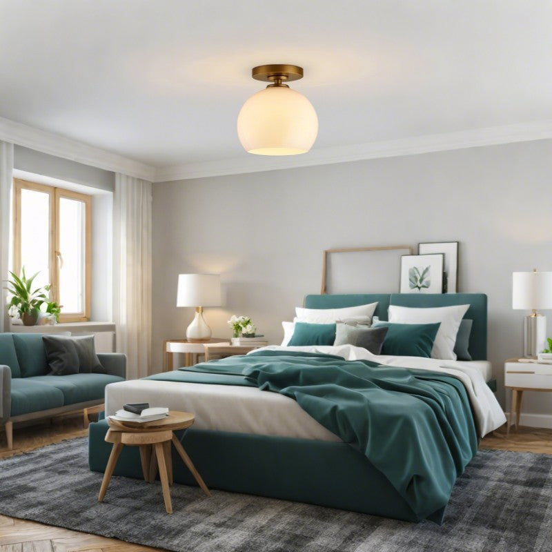Pawson Minimalist Round Glass Brass Flush Mount Ceiling Light
