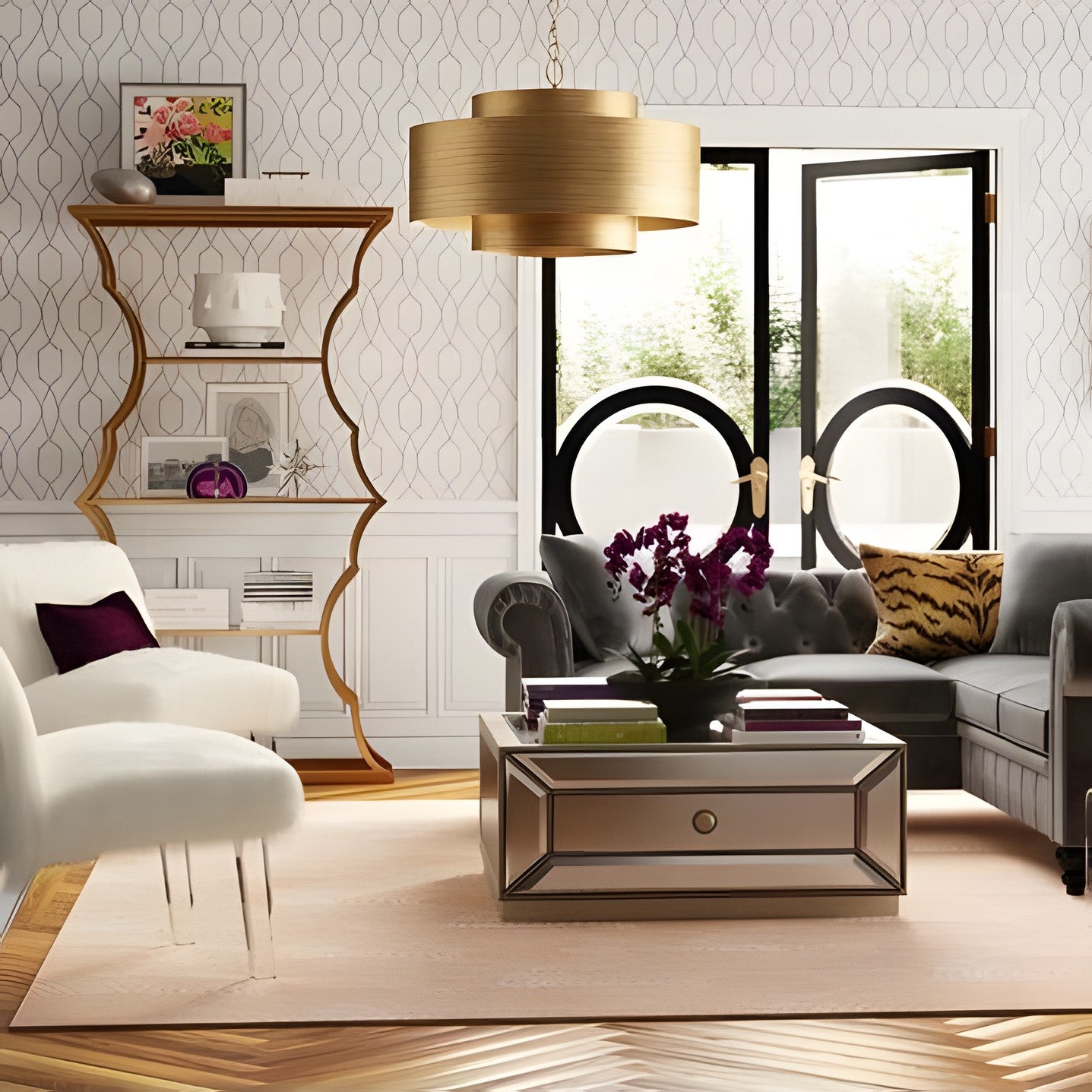 Aurelius Brushed Texture Metal Double Drum Chandelier