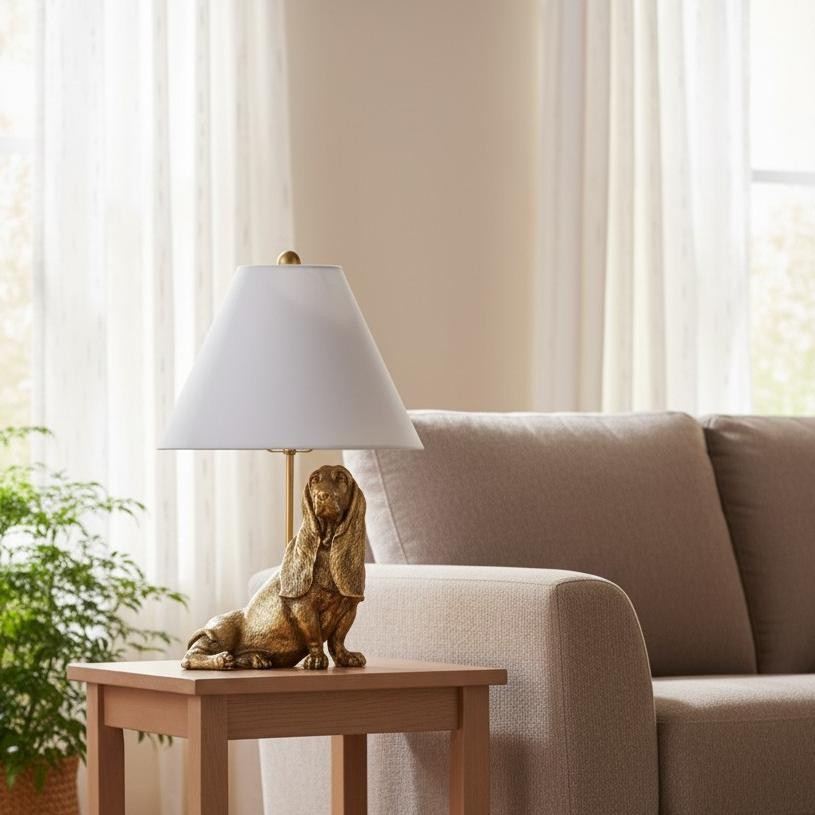Aurea Unique Animal Table Lamp - Dog Sculptural Accent Lighting for Bedroom & Living Room