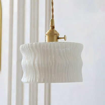 Roslyn Retro Stained Ribbed Glass Pendant Light