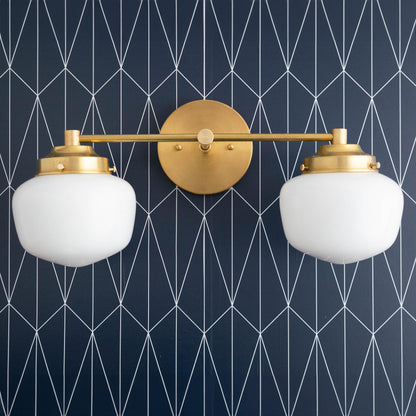 Makhai 2 Lights Farmhouse White Globes Vanity Wall Light