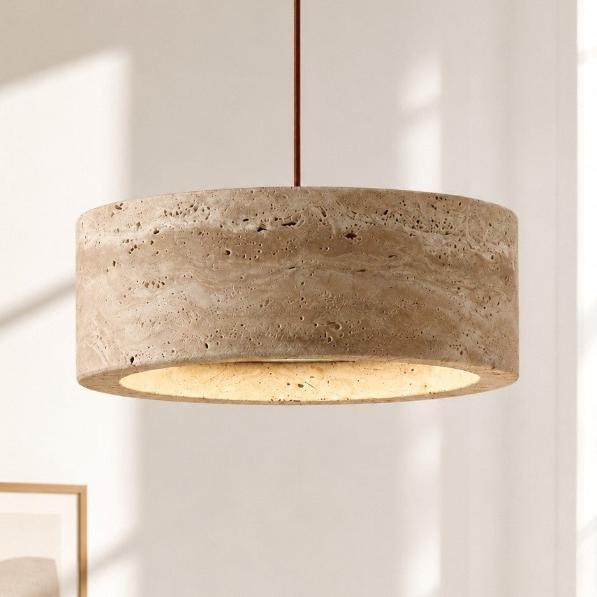 Veloria Scandinavian Travertine Round Pendant Light