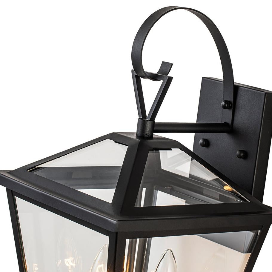 Douglas Industrial Black Metal Lantern Wall Sconce