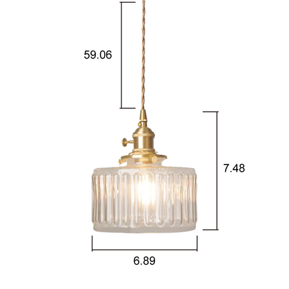 Zavier Vintage Cylinder Wave Pattern Glass Shade Pendant Chandelier