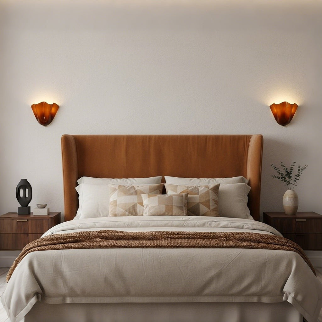 Kyrintha Mid-Century Skirt Shell Glass Fazzo Petalia Wall Sconce