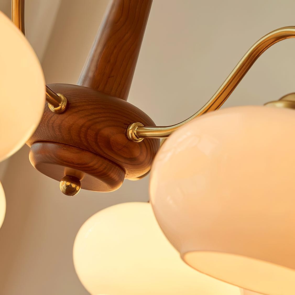 Xyrian Farmhouse Wood White Bauhaus Persimmon Chandelier