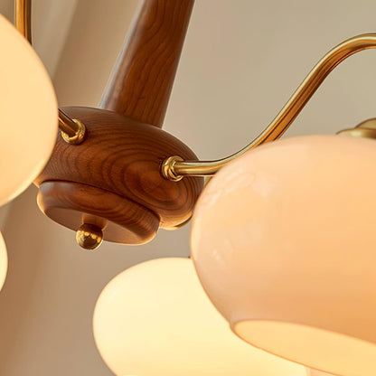 Xyrian Farmhouse Wood White Bauhaus Persimmon Chandelier