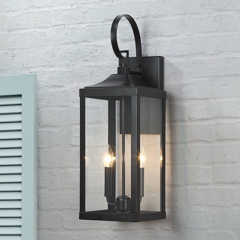 Phelon Large Black Metal Lantern Outdoor Wall Sconce