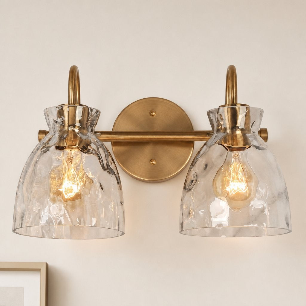 Brant Modern Hammered Glass Dome Vanity Wall Light