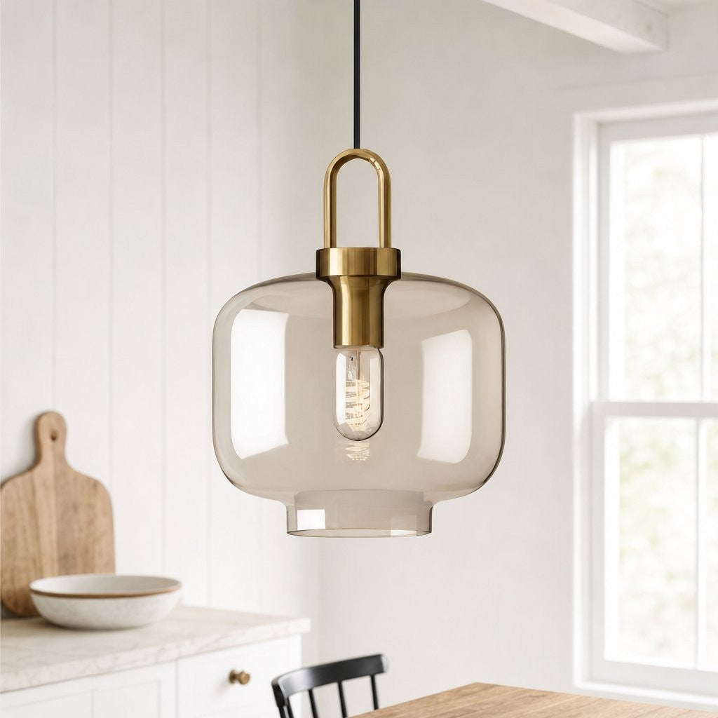 Vylith Brass Cognac Glass Single Hanging Lamp