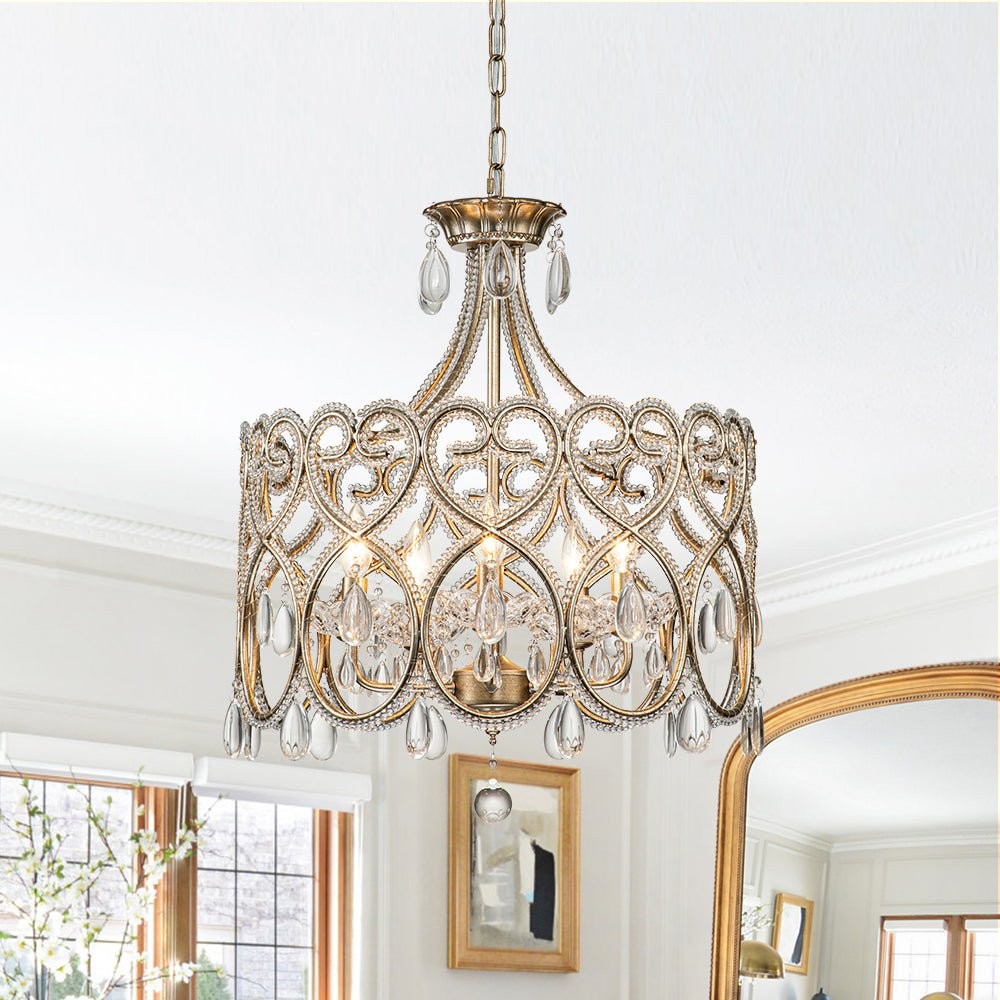 Neve Luxury French Antique Crystal Drum Chandelier