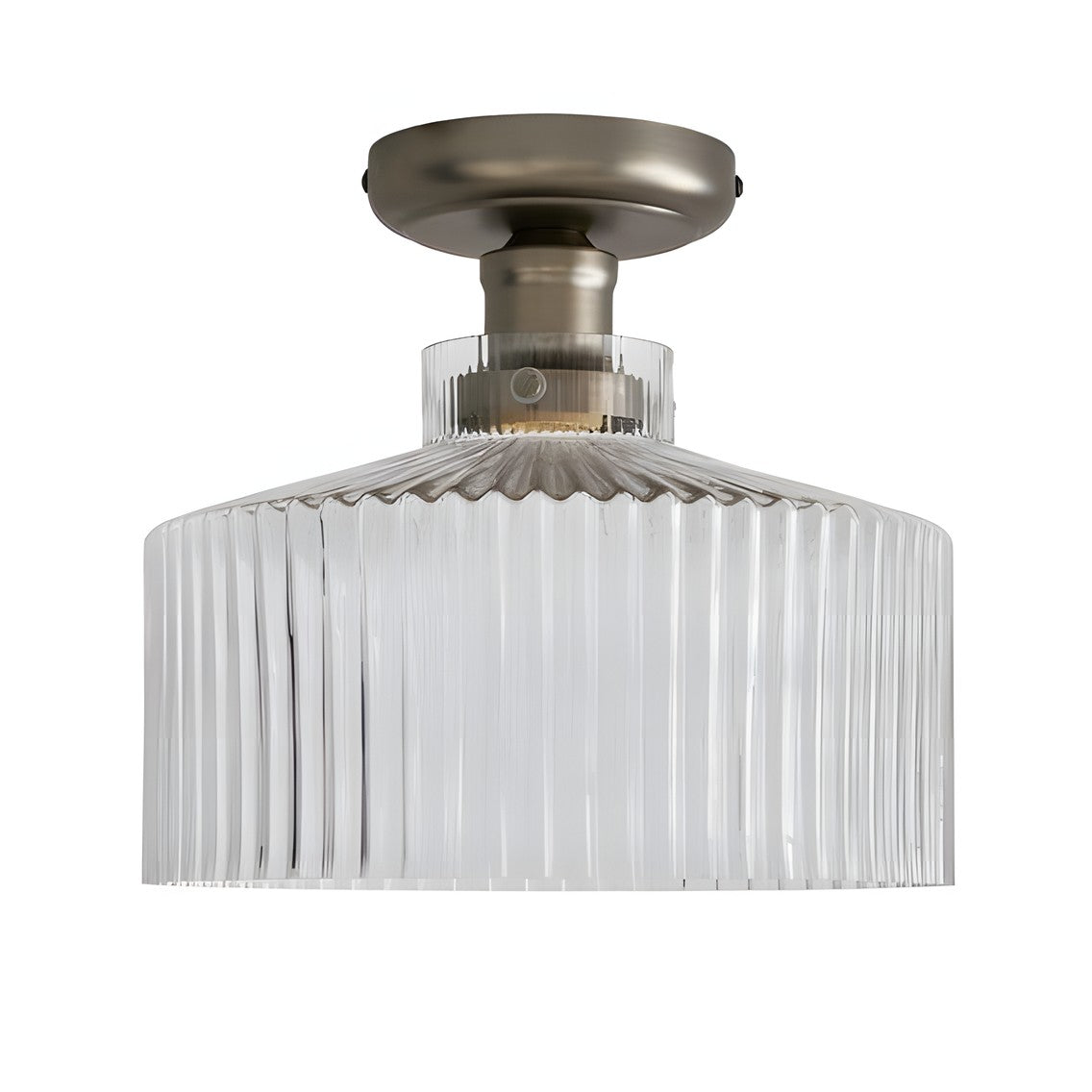 Bramwell Industrial Ribbed Glass Flush Mount Ceiling Light