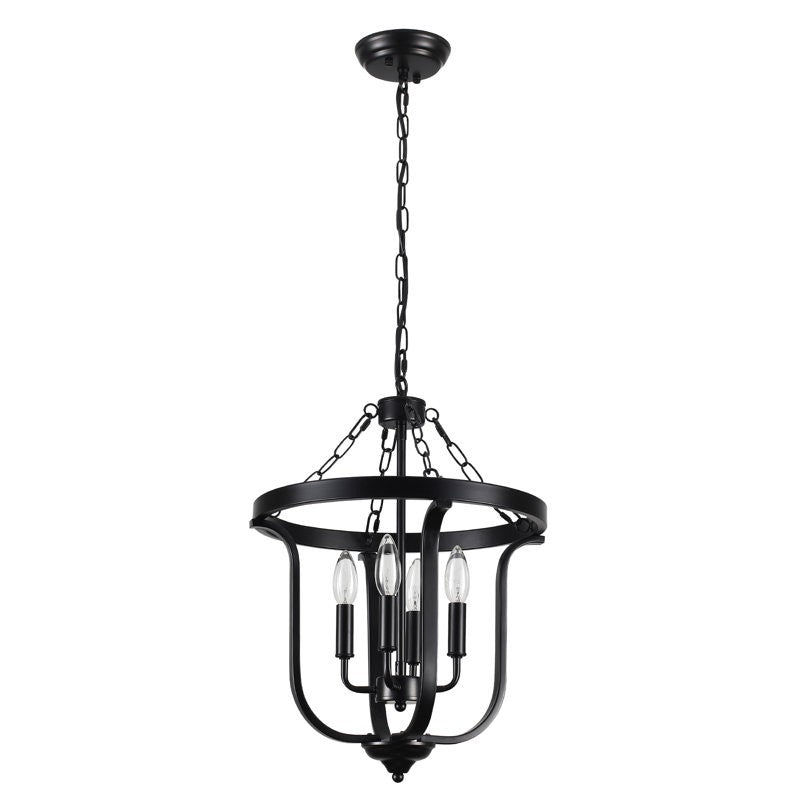Richardson Industrial Black Wrought Iron Cage Pendant Light