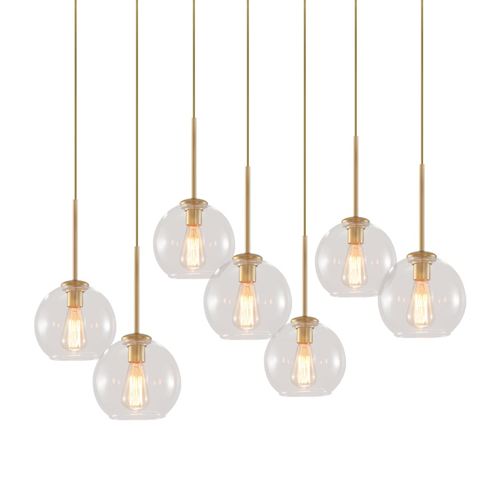 Kymar Mid Century 7-Lights Linear Cluster Globe Pendant Light