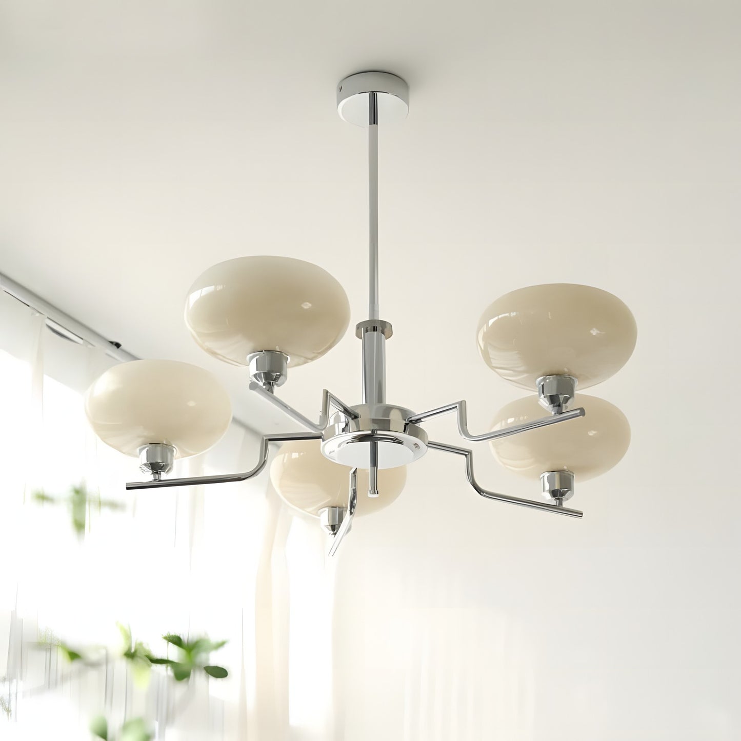Shadella Modern Cream Glass Bauhaus Chandelier