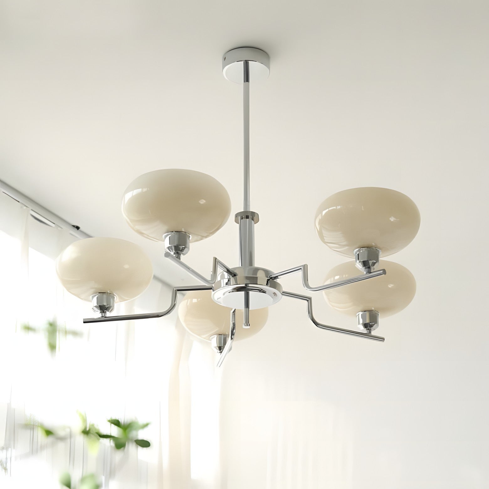 Shadella Modern Cream Glass Bauhaus Chandelier