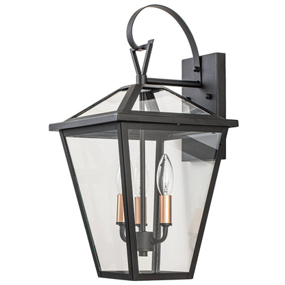 Douglas Industrial Black Metal Lantern Wall Sconce