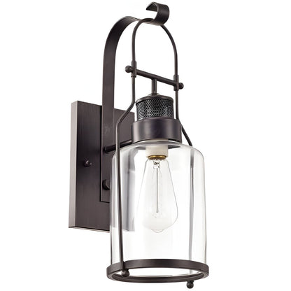Bureau Industrial Antique Iron Glass Jar Wall Sconce