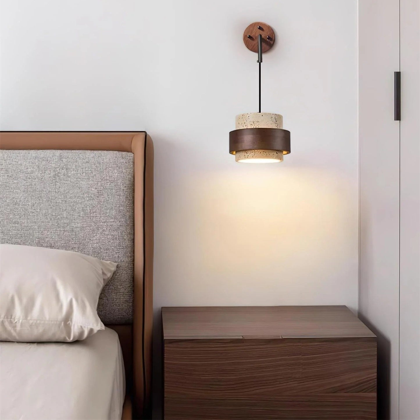 Timothy Wabi Sabi Natural Cylindrical Travertine Wall light