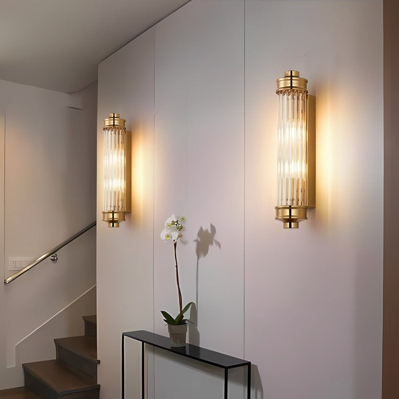 Raelin Retro Cylindrical Ribbed Glass Sconce