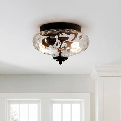 Eryndor Antique Sugar Pot Lid Water Ripple Glass Flush Mount Light