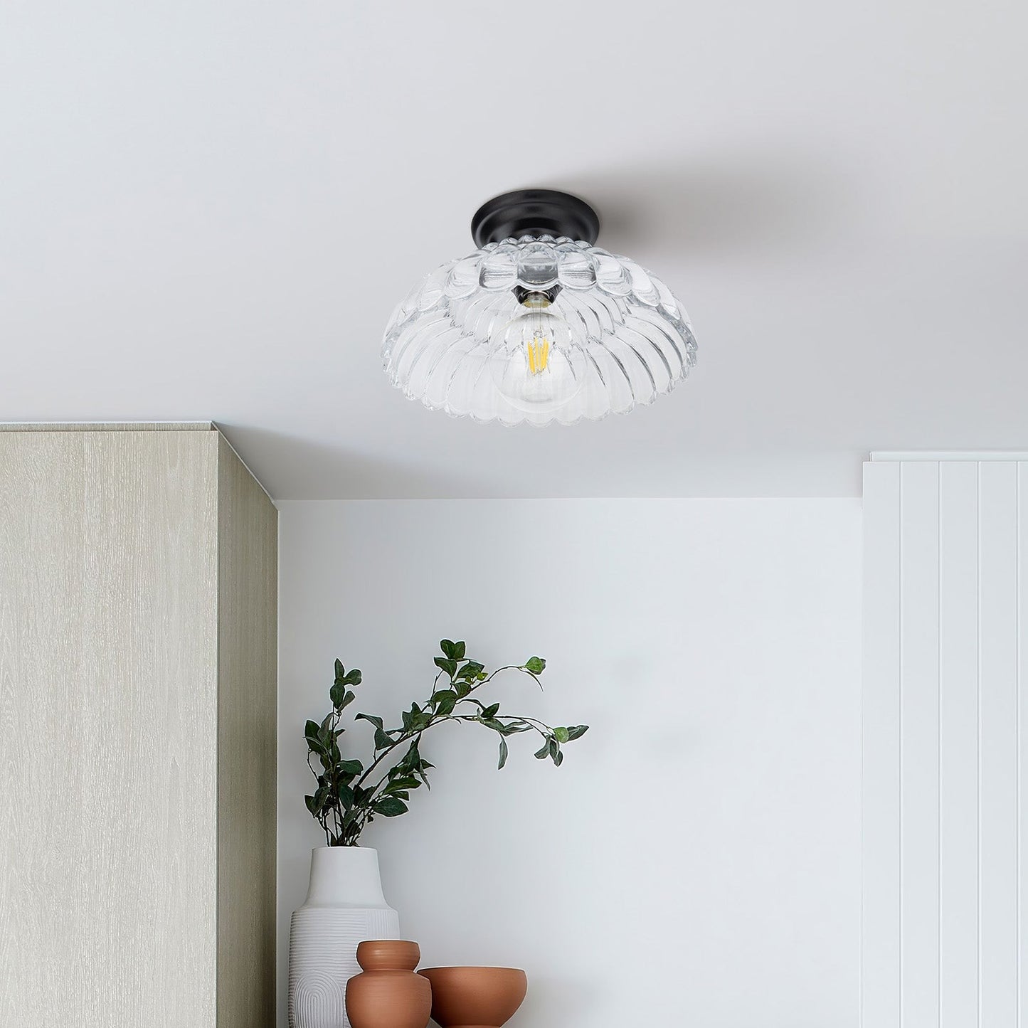 Fyxar Clear Glass Scalloped Flush Mount Light
