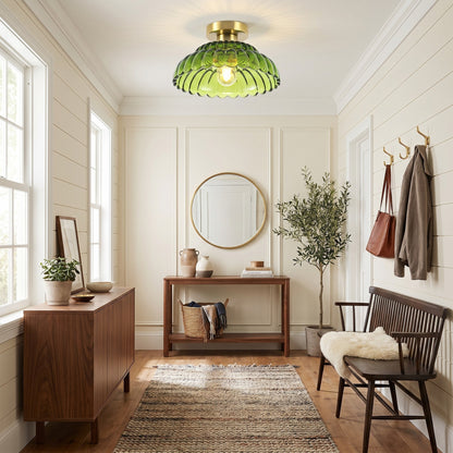 Fyxar Clear Glass Scalloped Flush Mount Light