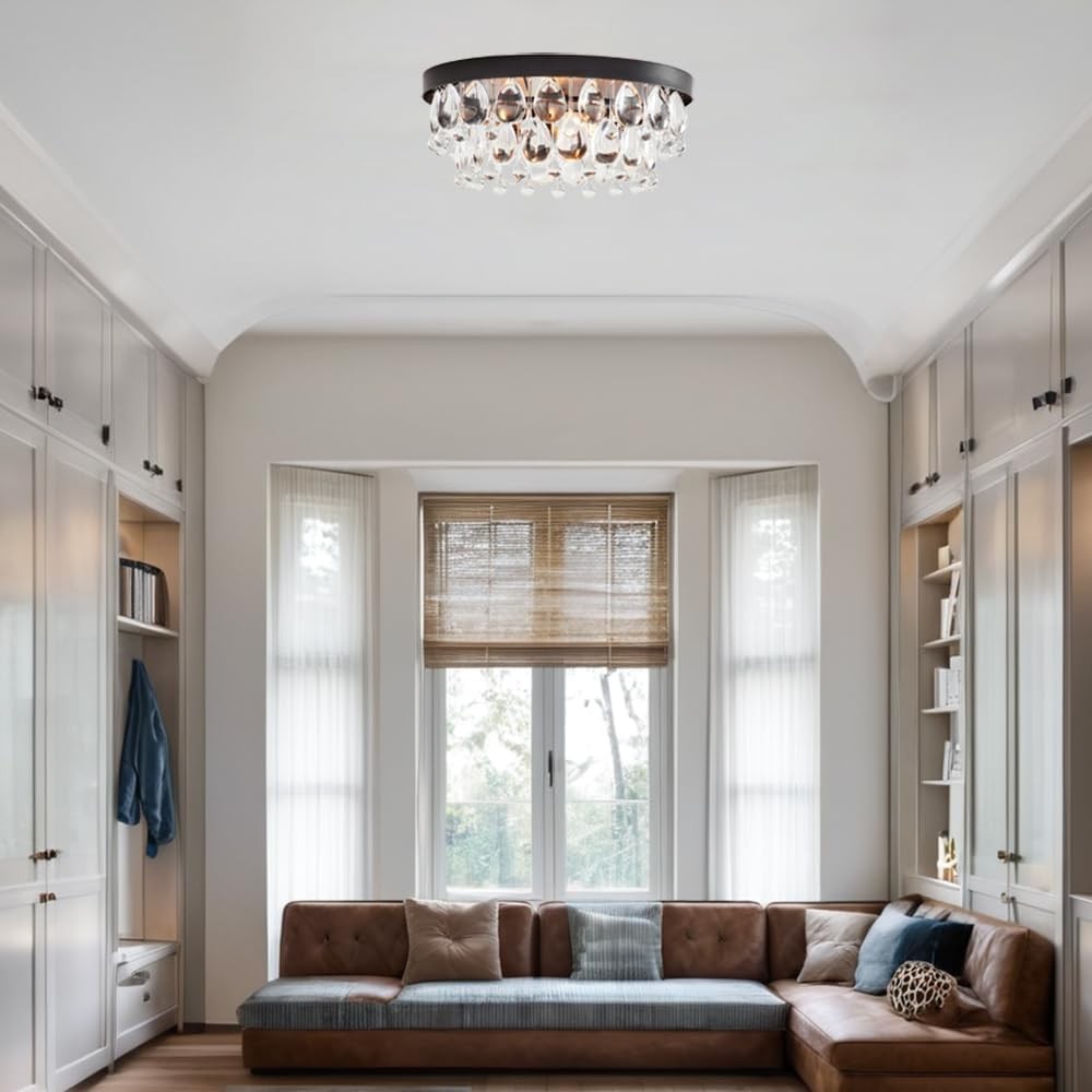 Thalassa Glass Teardrops Crystal Flush Mount Light